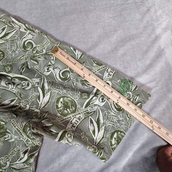 Vintage Ecko Unltd Money Print Button Shirt Mens XL Loop Collar Green Y2K - Picture 10 of 10